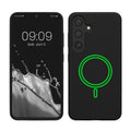 kwmobile Hülle kompatibel mit Samsung Galaxy S25 Hülle - magnetisches Silikon Case kompatibel mit MagSafe - Cover gummiert Schwarz Schwarz  
