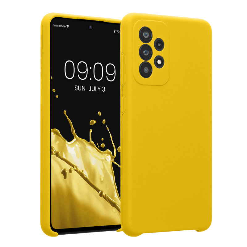kwmobile Handyhülle kompatibel mit Samsung Galaxy A52 / A52 5G / A52s 5G Hülle - gummierte Handy Case aus Silikon in Strahlend Gelb Strahlend Gelb  