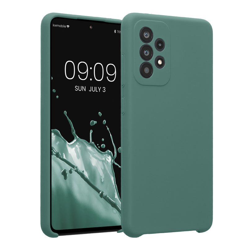 kwmobile Handyhülle kompatibel mit Samsung Galaxy A52 / A52 5G / A52s 5G Hülle - gummierte Handy Case aus Silikon in Tannengrün Tannengrün  