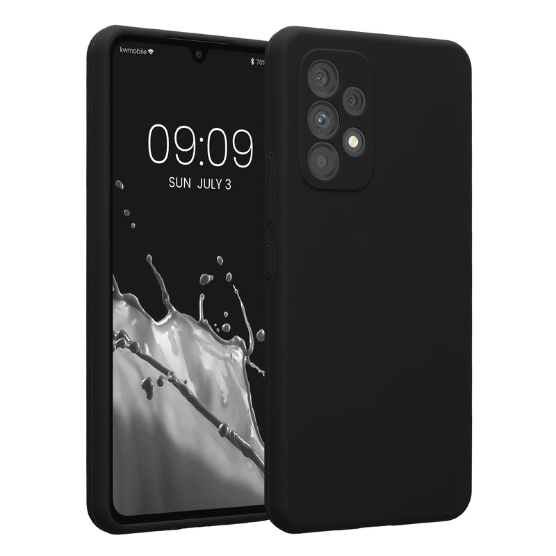 kwmobile Handyhülle kompatibel mit Samsung Galaxy A53 5G Hülle - gummierte Handy Case aus Silikon in Schwarz Schwarz  