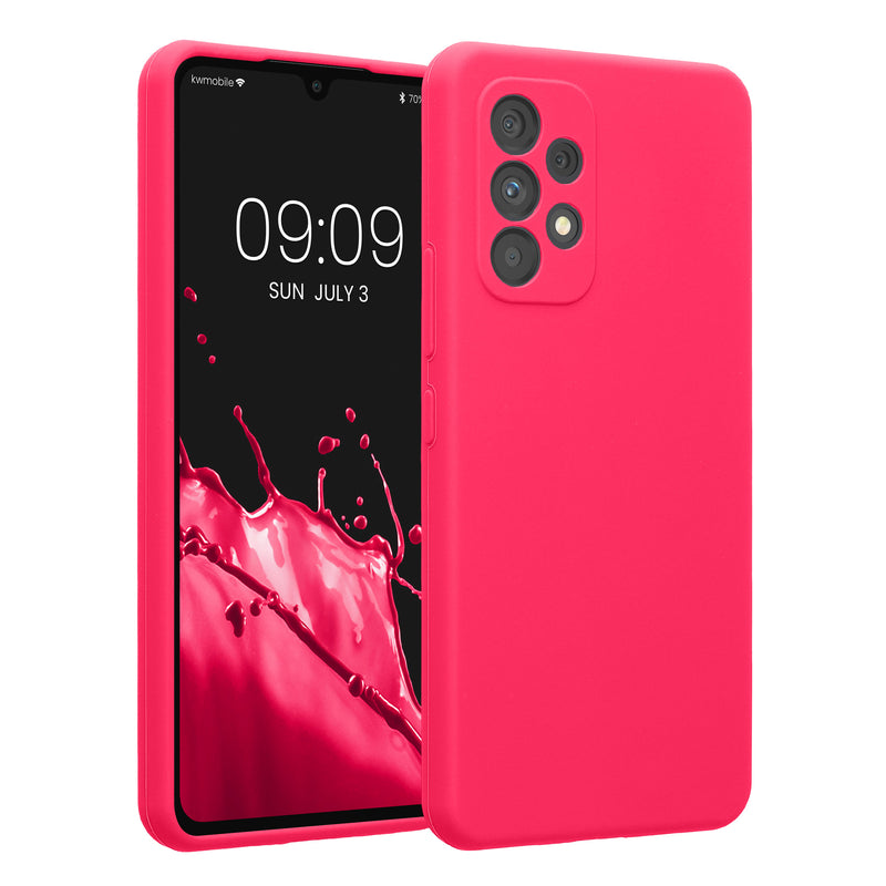kwmobile Handyhülle kompatibel mit Samsung Galaxy A53 5G Hülle - gummierte Handy Case aus Silikon in Neon Pink Neon Pink  