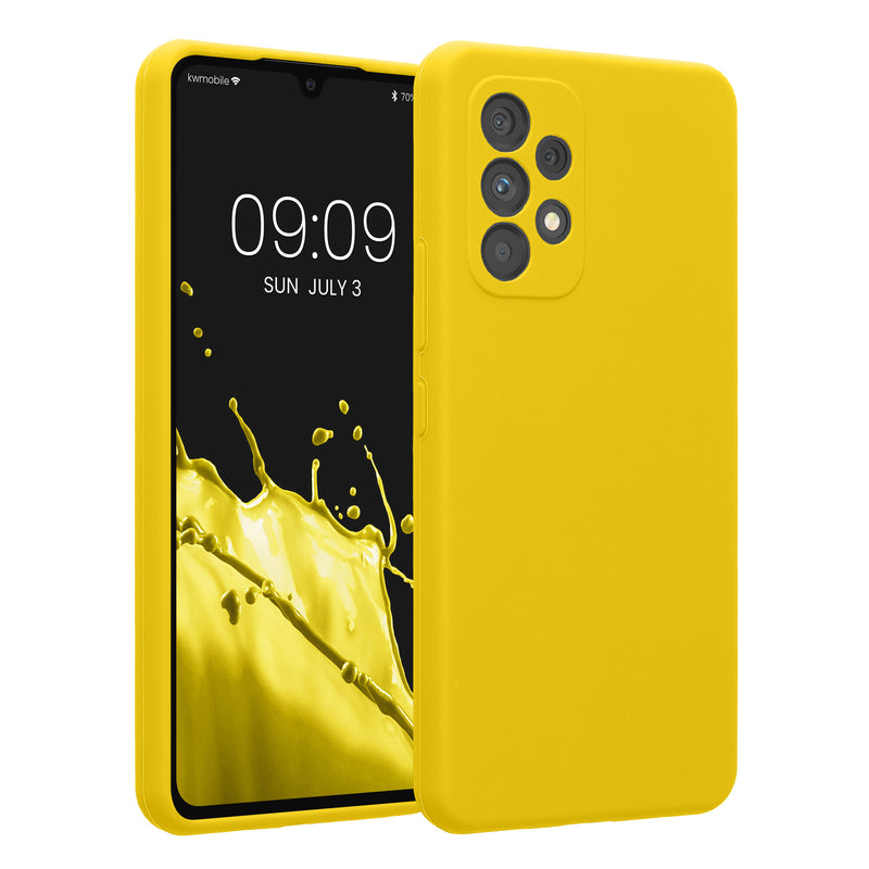 kwmobile Handyhülle kompatibel mit Samsung Galaxy A53 5G Hülle - gummierte Handy Case aus Silikon in Strahlend Gelb Strahlend Gelb  