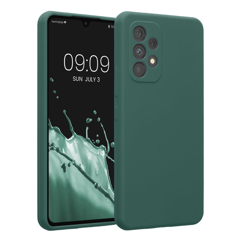 kwmobile Handyhülle kompatibel mit Samsung Galaxy A53 5G Hülle - gummierte Handy Case aus Silikon in Tannengrün Tannengrün  