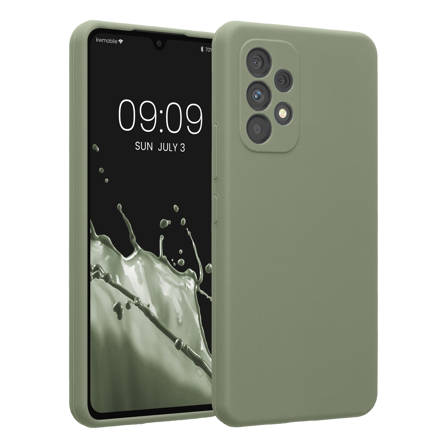 kwmobile Handyhülle kompatibel mit Samsung Galaxy A53 5G Hülle - gummierte Handy Case aus Silikon in Graugrün Graugrün  
