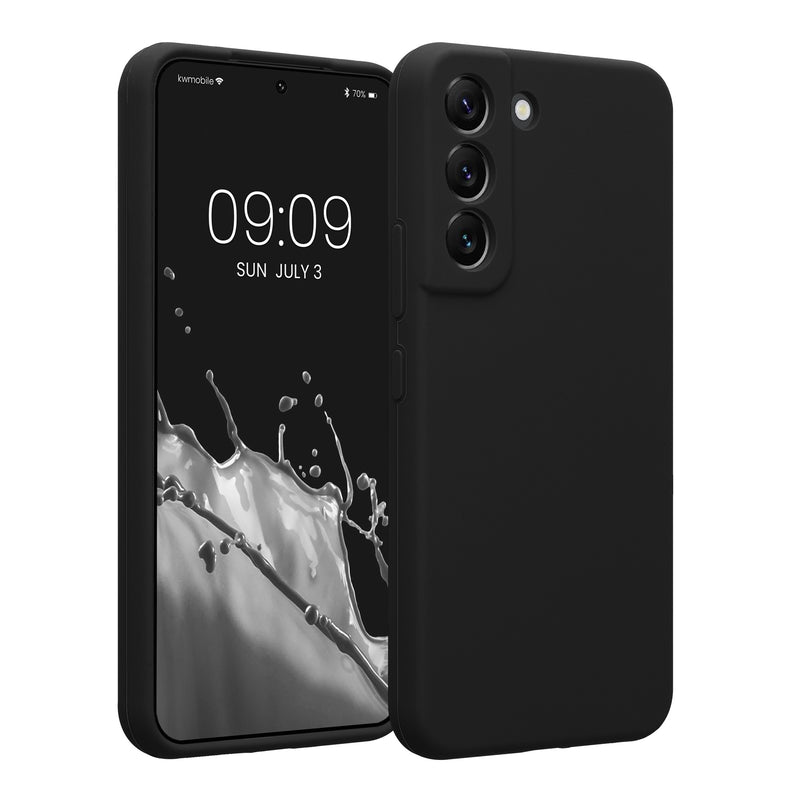 kwmobile Handyhülle kompatibel mit Samsung Galaxy S22 Hülle - gummierte Handy Case aus Silikon in Schwarz Schwarz  
