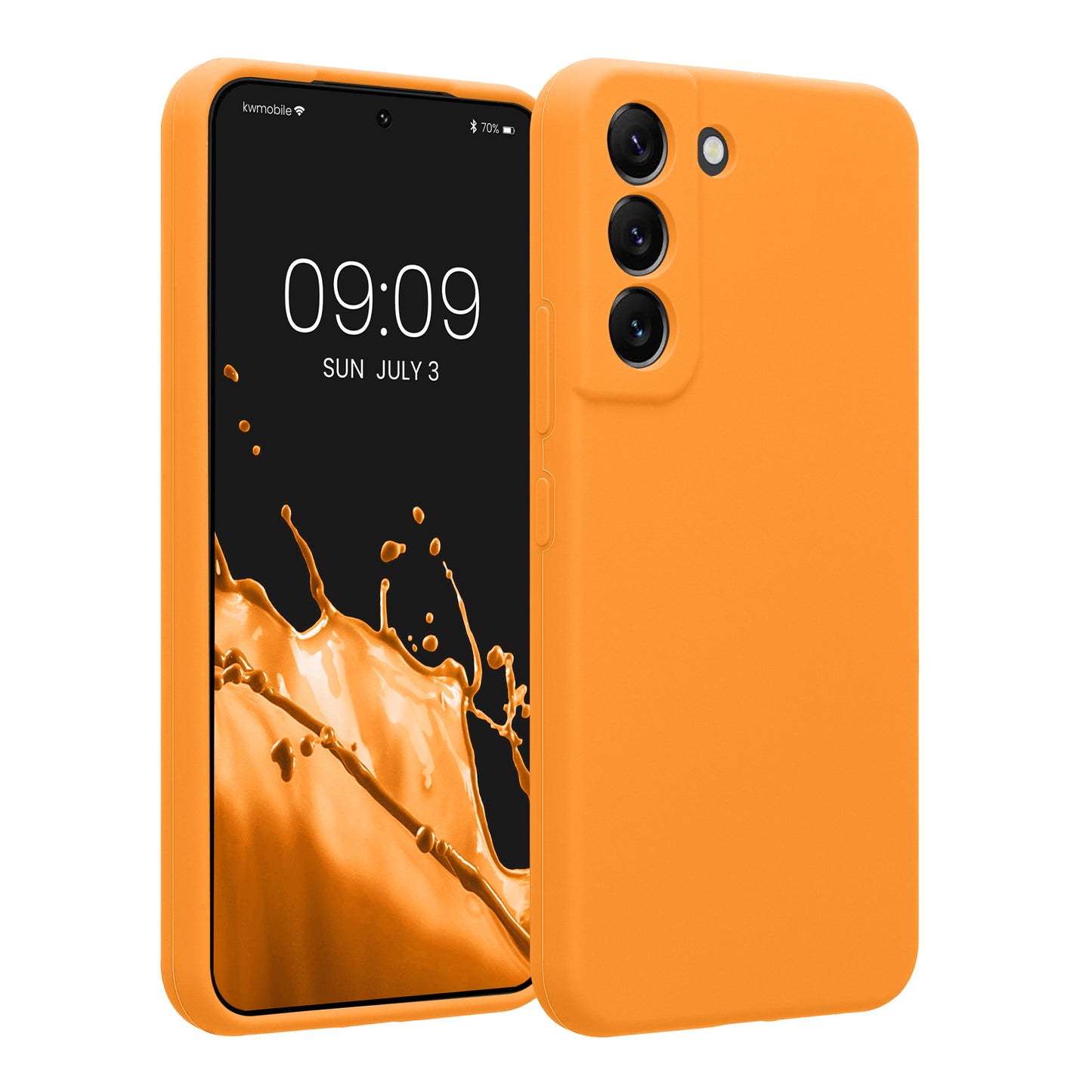 kwmobile Handyhülle kompatibel mit Samsung Galaxy S22 Hülle - gummierte Handy Case aus Silikon in Fruity Orange Fruity Orange  