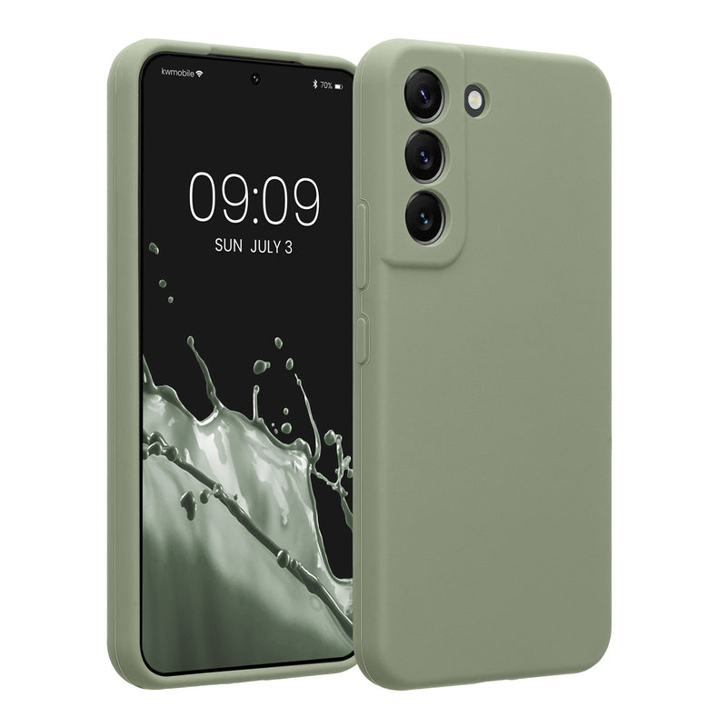 kwmobile Handyhülle kompatibel mit Samsung Galaxy S22 Hülle - gummierte Handy Case aus Silikon in Graugrün Graugrün  