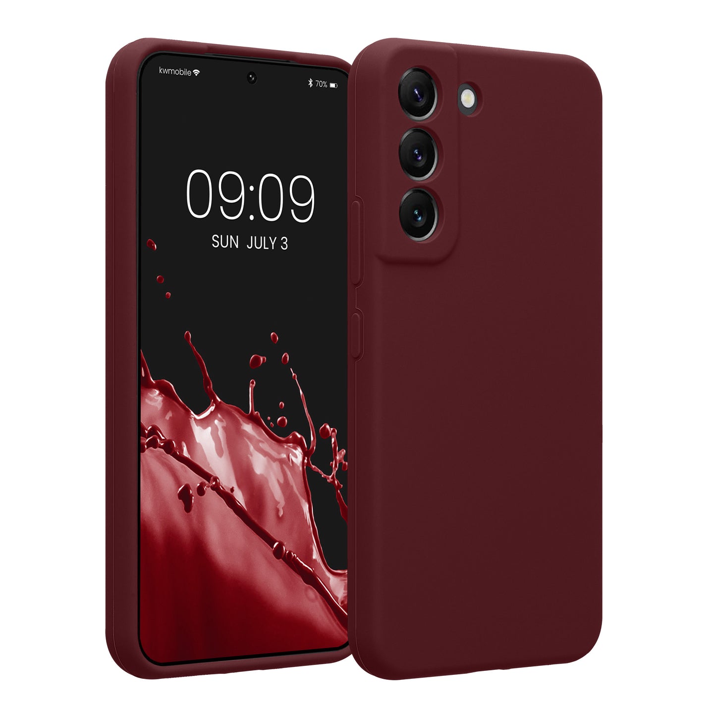 kwmobile Handyhülle kompatibel mit Samsung Galaxy S22 Hülle - gummierte Handy Case aus Silikon in Bordeaux Violett Bordeaux Violett  