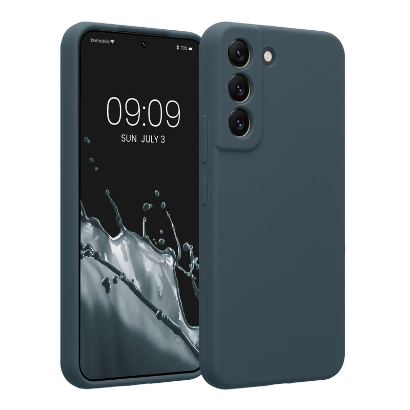 kwmobile Handyhülle kompatibel mit Samsung Galaxy S22 Hülle - gummierte Handy Case aus Silikon in Dunkler Schiefer Dunkler Schiefer  