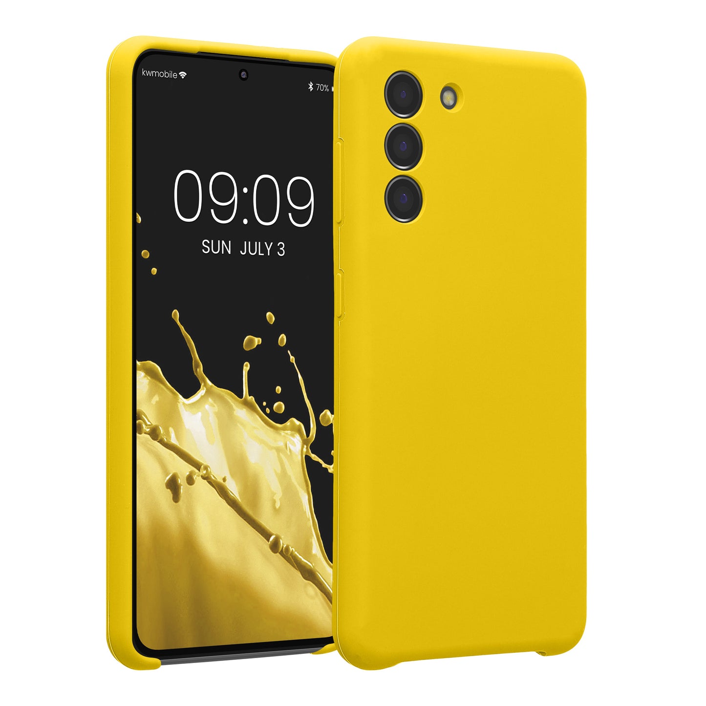 kwmobile Handyhülle kompatibel mit Samsung Galaxy S21 Hülle - gummierte Handy Case aus Silikon in Strahlend Gelb Strahlend Gelb  