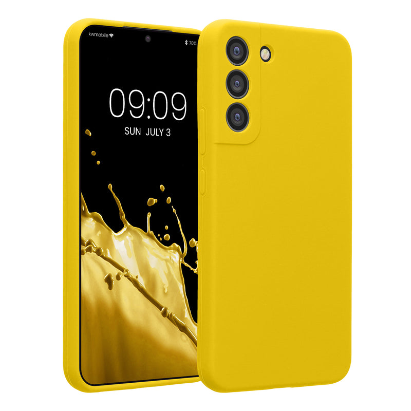 kwmobile Handyhülle kompatibel mit Samsung Galaxy S22 Plus Hülle - gummierte Handy Case aus Silikon in Strahlend Gelb Strahlend Gelb  