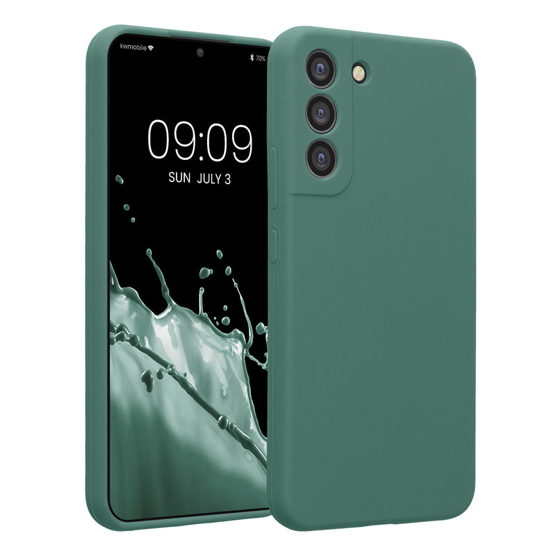 kwmobile Handyhülle kompatibel mit Samsung Galaxy S22 Plus Hülle - gummierte Handy Case aus Silikon in Tannengrün Tannengrün  