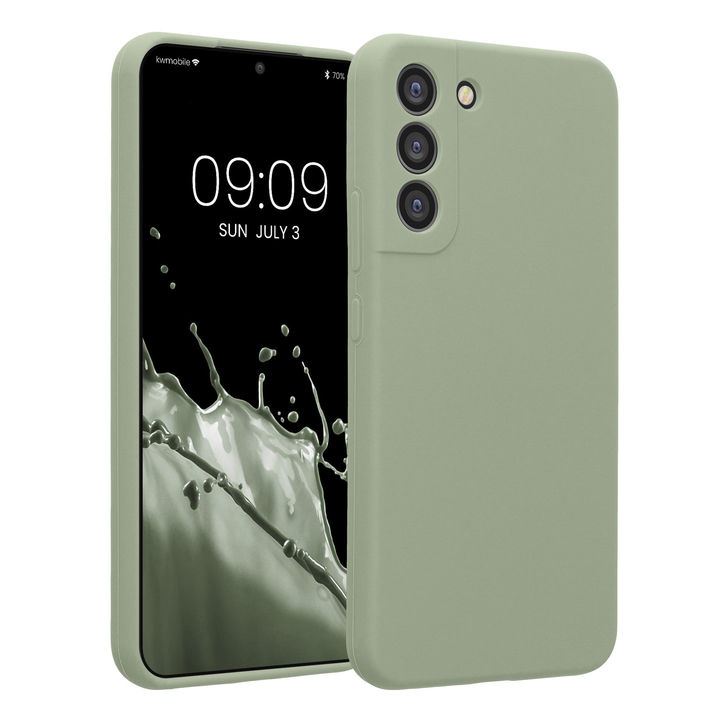 kwmobile Handyhülle kompatibel mit Samsung Galaxy S22 Plus Hülle - gummierte Handy Case aus Silikon in Graugrün Graugrün  
