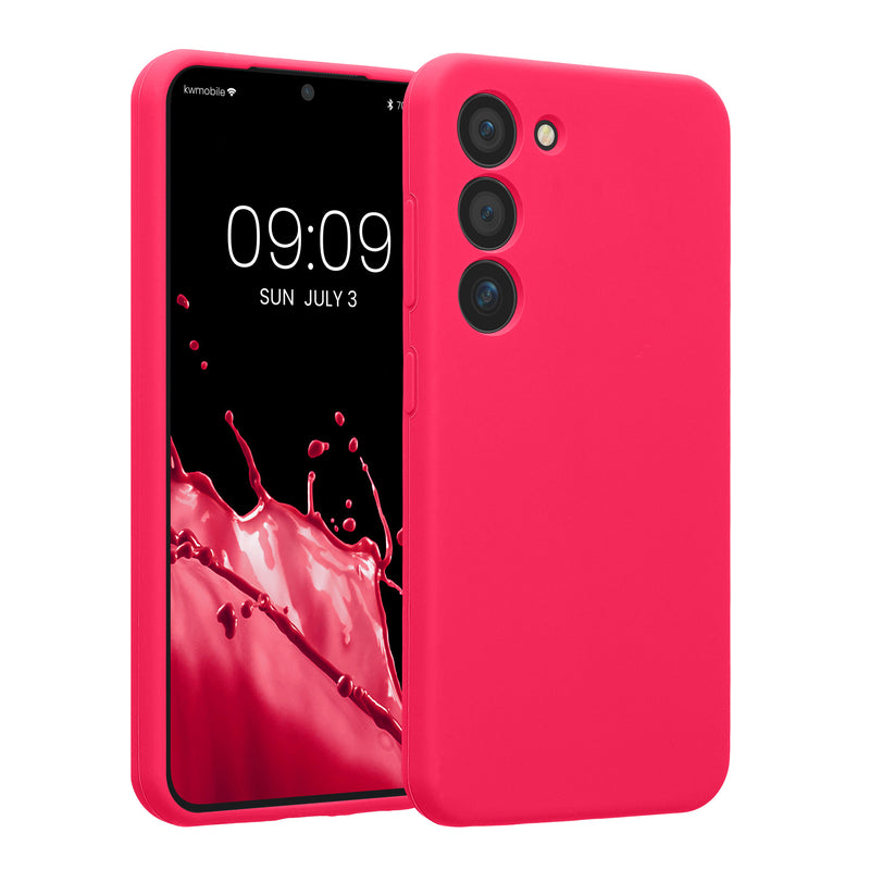 kwmobile Handyhülle kompatibel mit Samsung Galaxy S23 Hülle - gummierte Handy Case aus Silikon in Neon Pink Neon Pink  