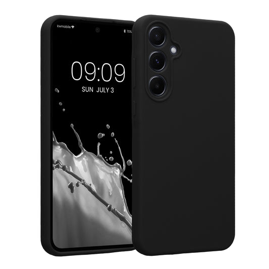 kwmobile Handyhülle kompatibel mit Samsung Galaxy A55 5G Hülle - gummierte Handy Case aus Silikon in Schwarz Schwarz  