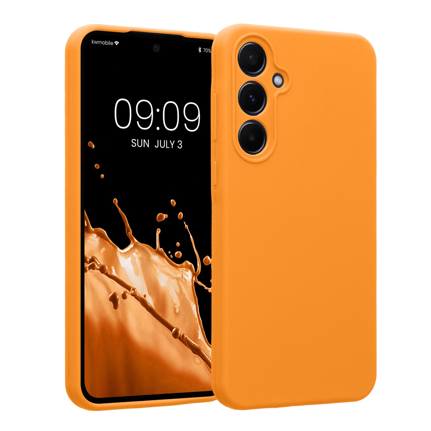kwmobile Handyhülle kompatibel mit Samsung Galaxy A55 5G Hülle - gummierte Handy Case aus Silikon in Fruity Orange Fruity Orange  