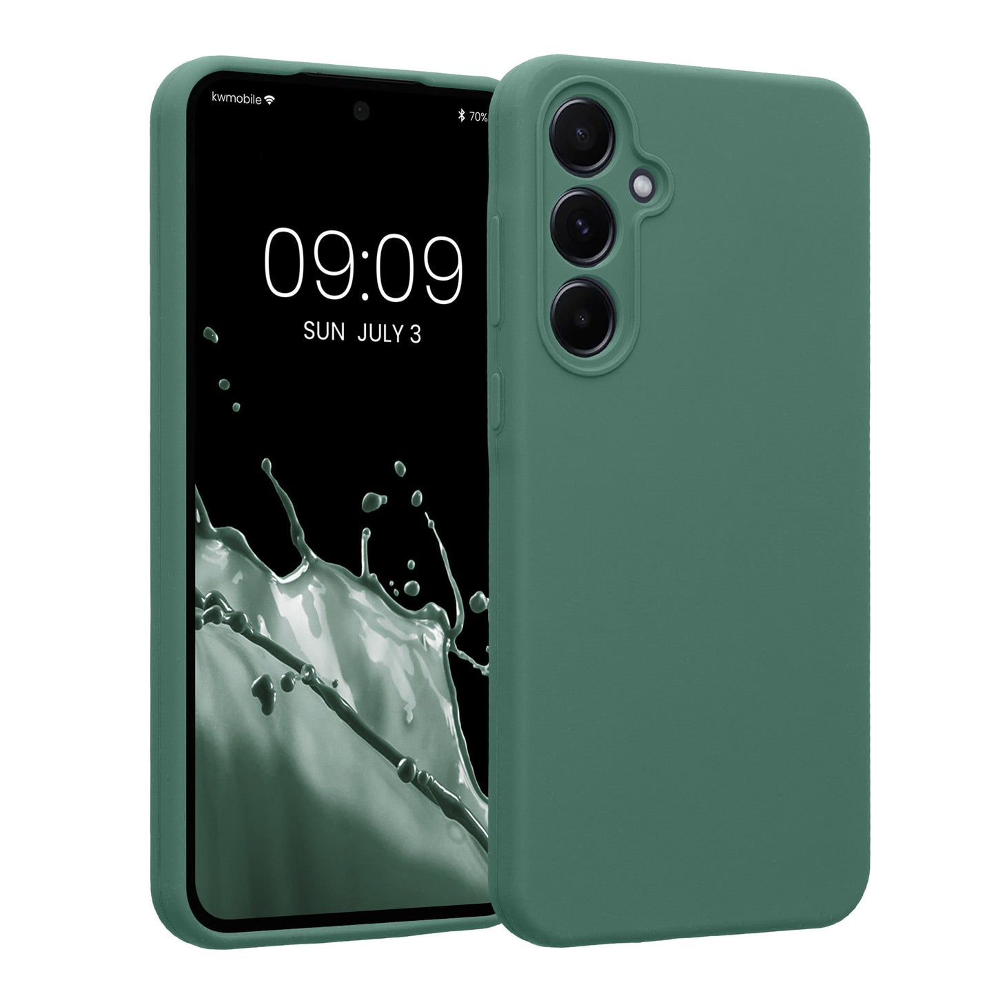 kwmobile Handyhülle kompatibel mit Samsung Galaxy A55 5G Hülle - gummierte Handy Case aus Silikon in Tannengrün Tannengrün  
