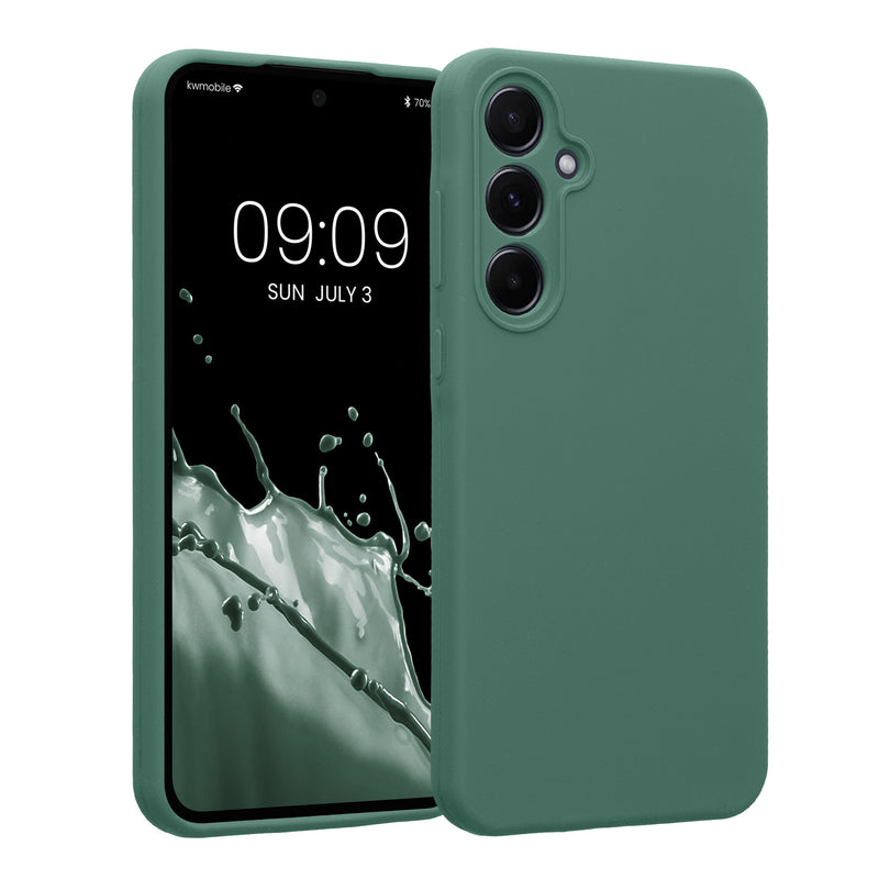 kwmobile Handyhülle kompatibel mit Samsung Galaxy A55 5G Hülle - gummierte Handy Case aus Silikon in Tannengrün Tannengrün  