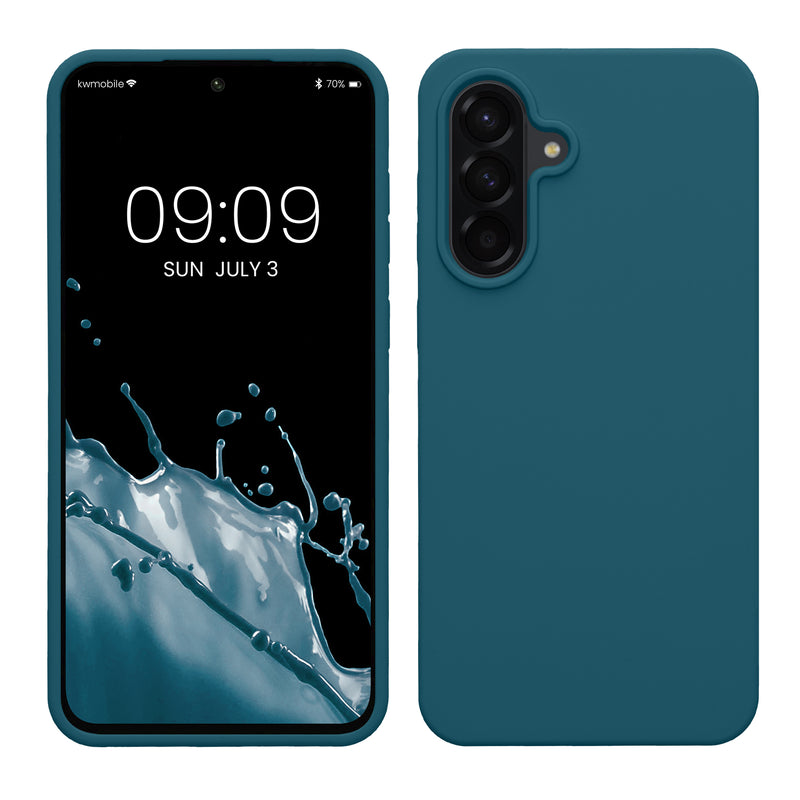 kwmobile Hülle kompatibel mit Samsung Galaxy A56 5G Hülle - Silikon Handy Case - Handyhülle weiche Oberfläche - kabelloses Laden - Petrol matt Petrol matt  