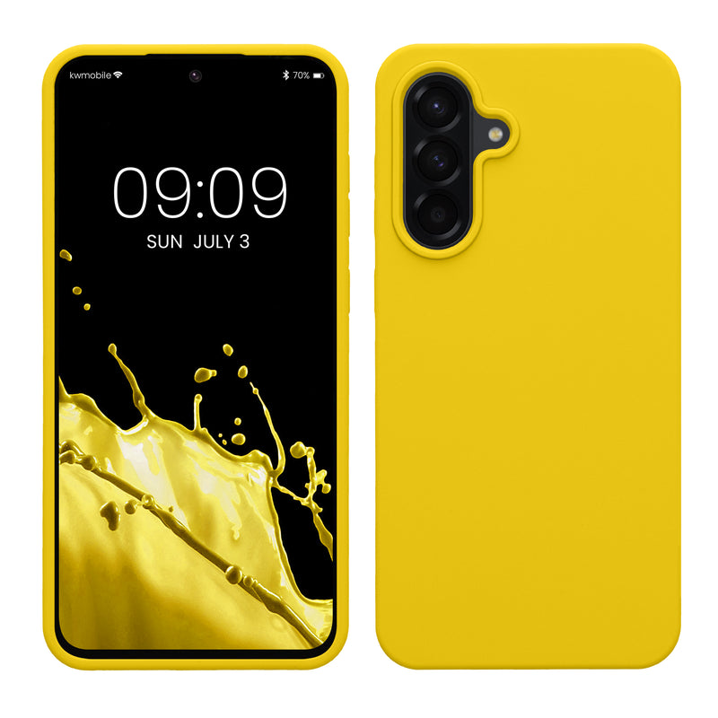 kwmobile Hülle kompatibel mit Samsung Galaxy A56 5G Hülle - Silikon Handy Case - Handyhülle weiche Oberfläche - kabelloses Laden - Strahlend Gelb Strahlend Gelb  
