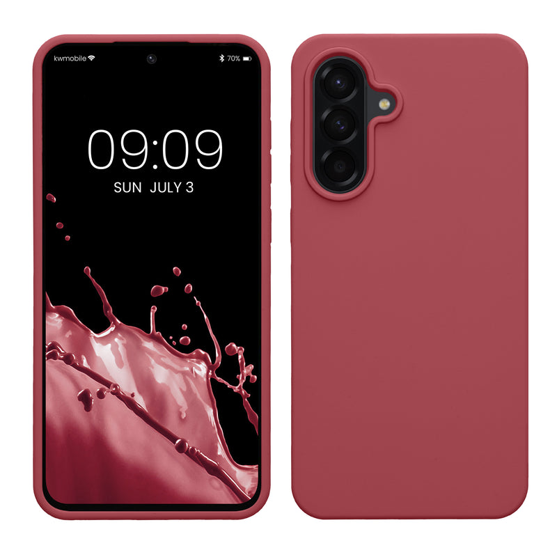 kwmobile Hülle kompatibel mit Samsung Galaxy A56 5G Hülle - Silikon Handy Case - Handyhülle weiche Oberfläche - kabelloses Laden - Dark Rose Dark Rose  