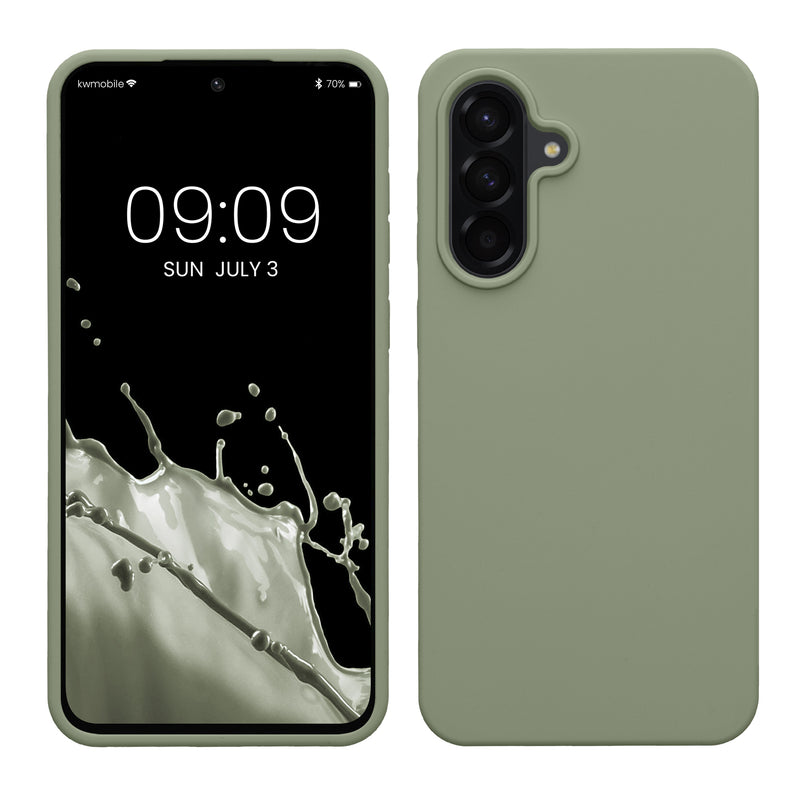 kwmobile Hülle kompatibel mit Samsung Galaxy A56 5G Hülle - Silikon Handy Case - Handyhülle weiche Oberfläche - kabelloses Laden - Graugrün Graugrün  