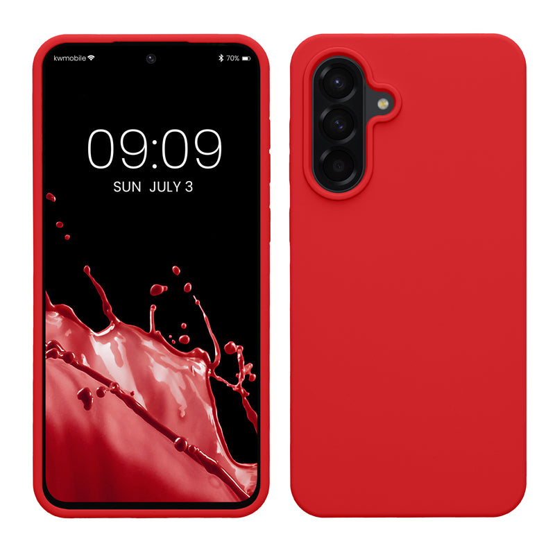 kwmobile Hülle kompatibel mit Samsung Galaxy A56 5G Hülle - Silikon Handy Case - Handyhülle weiche Oberfläche - kabelloses Laden - Klassisch Rot Klassisch Rot  