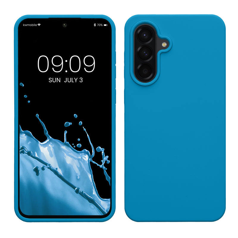 kwmobile Hülle kompatibel mit Samsung Galaxy A56 5G Hülle - Silikon Handy Case - Handyhülle weiche Oberfläche - kabelloses Laden - Karibikblau Karibikblau  
