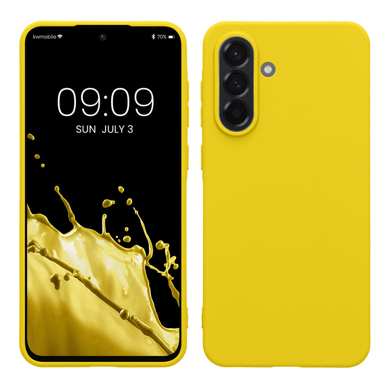 kwmobile Hülle kompatibel mit Samsung Galaxy A56 5G Hülle - weiches TPU Silikon Case - Cover geeignet für kabelloses Laden - Strahlend Gelb Strahlend Gelb  