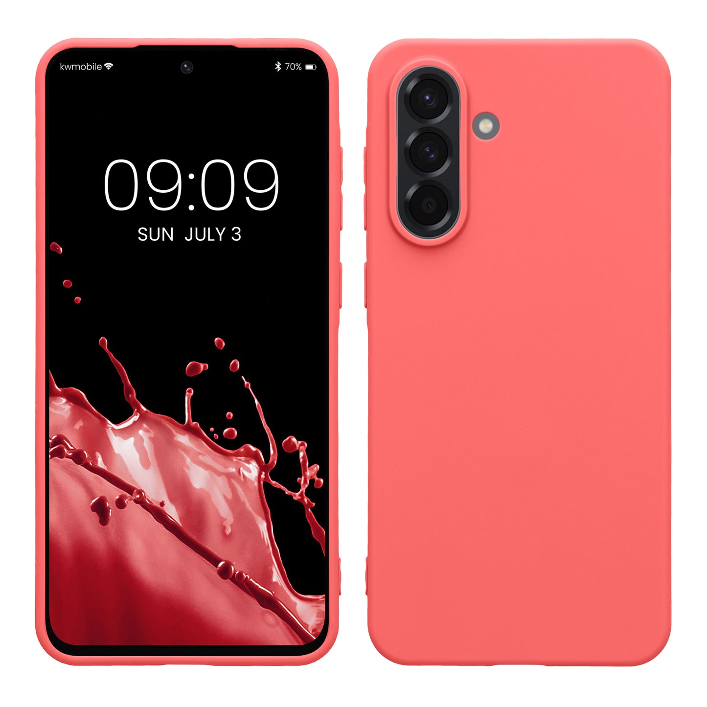 kwmobile Hülle kompatibel mit Samsung Galaxy A56 5G Hülle - weiches TPU Silikon Case - Cover geeignet für kabelloses Laden - Neon Koralle Neon Koralle  