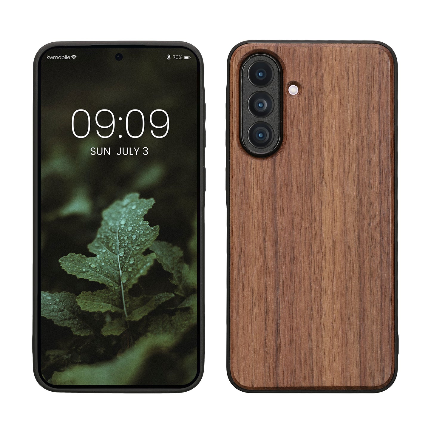 kwmobile Hülle kompatibel mit Samsung Galaxy A56 5G Hülle - Holz Case - stoßfestes Handy Cover - TPU Handyhülle in Dunkelbraun Dunkelbraun  