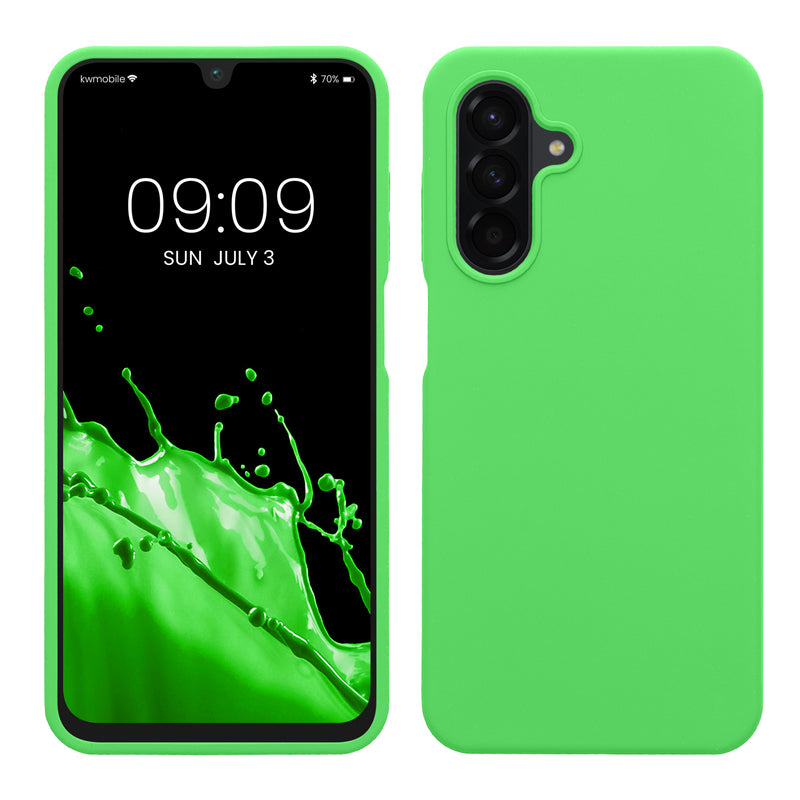 kwmobile Hülle kompatibel mit Samsung Galaxy A26 5G Hülle - Silikon Handy Case - Handyhülle weiche Oberfläche - kabelloses Laden - Limettengrün Limettengrün  