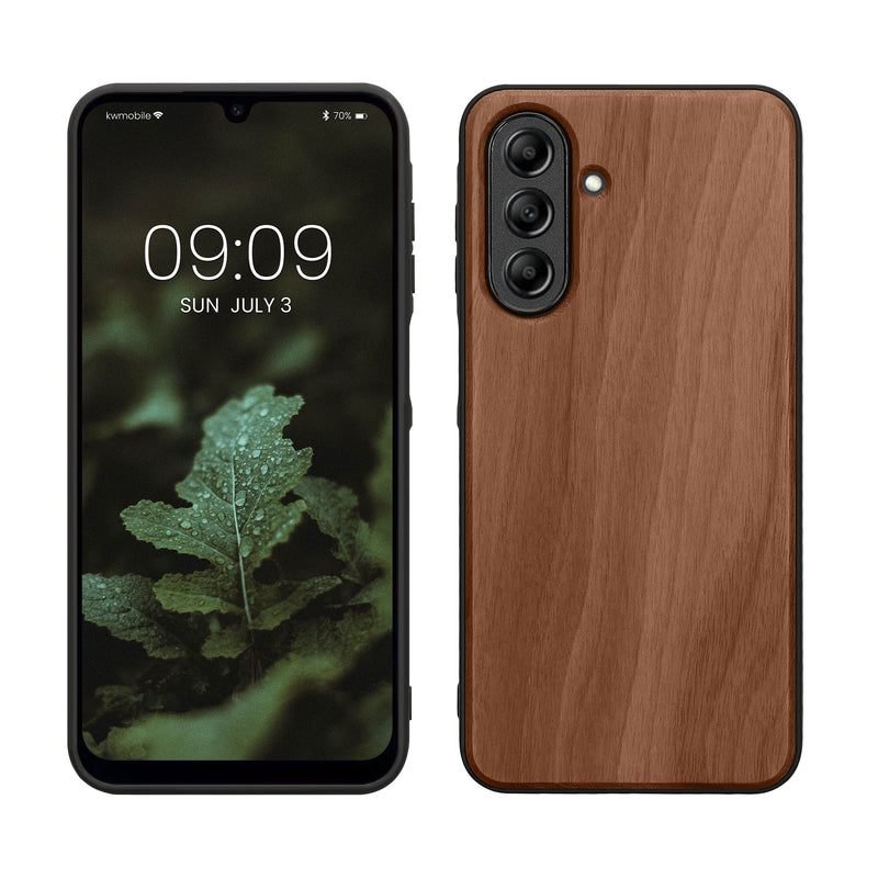 kwmobile Hülle kompatibel mit Samsung Galaxy A26 5G Hülle - Holz Case - stoßfestes Handy Cover - TPU Handyhülle in Dunkelbraun Dunkelbraun  