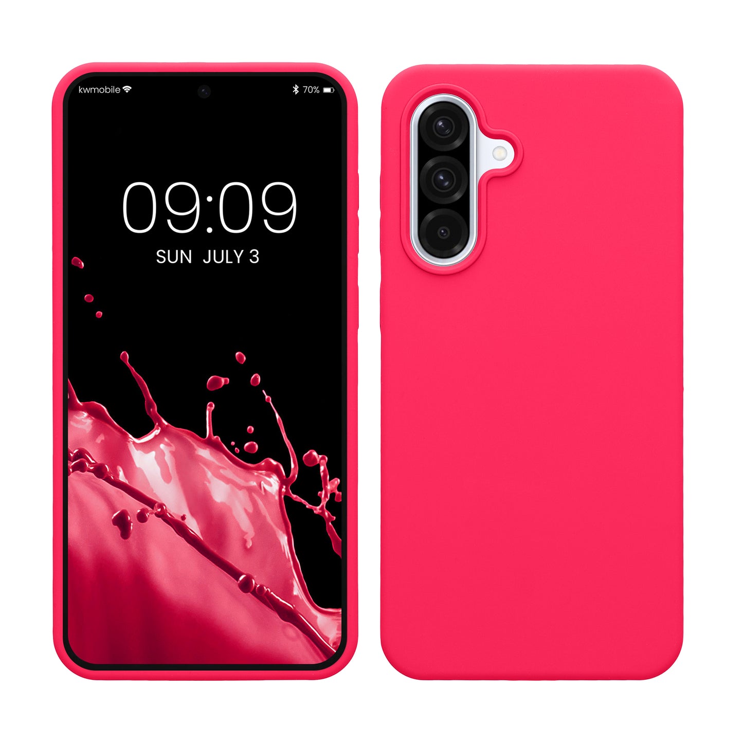 kwmobile Hülle kompatibel mit Samsung Galaxy A36 5G Hülle - Silikon Handy Case - Handyhülle weiche Oberfläche - kabelloses Laden - Neon Pink Neon Pink  