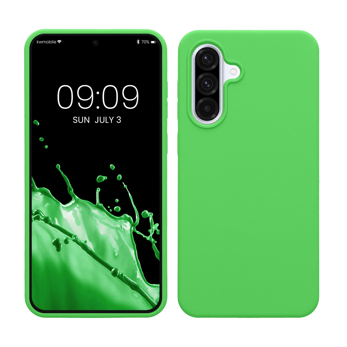 kwmobile Hülle kompatibel mit Samsung Galaxy A36 5G Hülle - Silikon Handy Case - Handyhülle weiche Oberfläche - kabelloses Laden - Limettengrün Limettengrün  