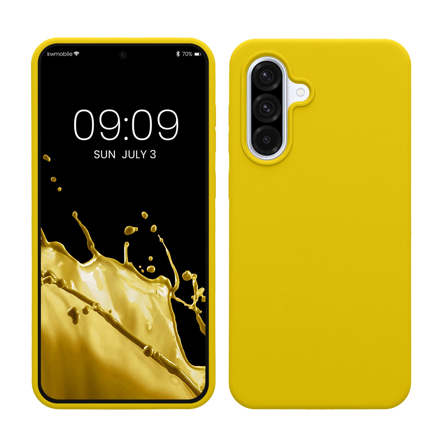 kwmobile Hülle kompatibel mit Samsung Galaxy A36 5G Hülle - Silikon Handy Case - Handyhülle weiche Oberfläche - kabelloses Laden - Strahlend Gelb Strahlend Gelb  
