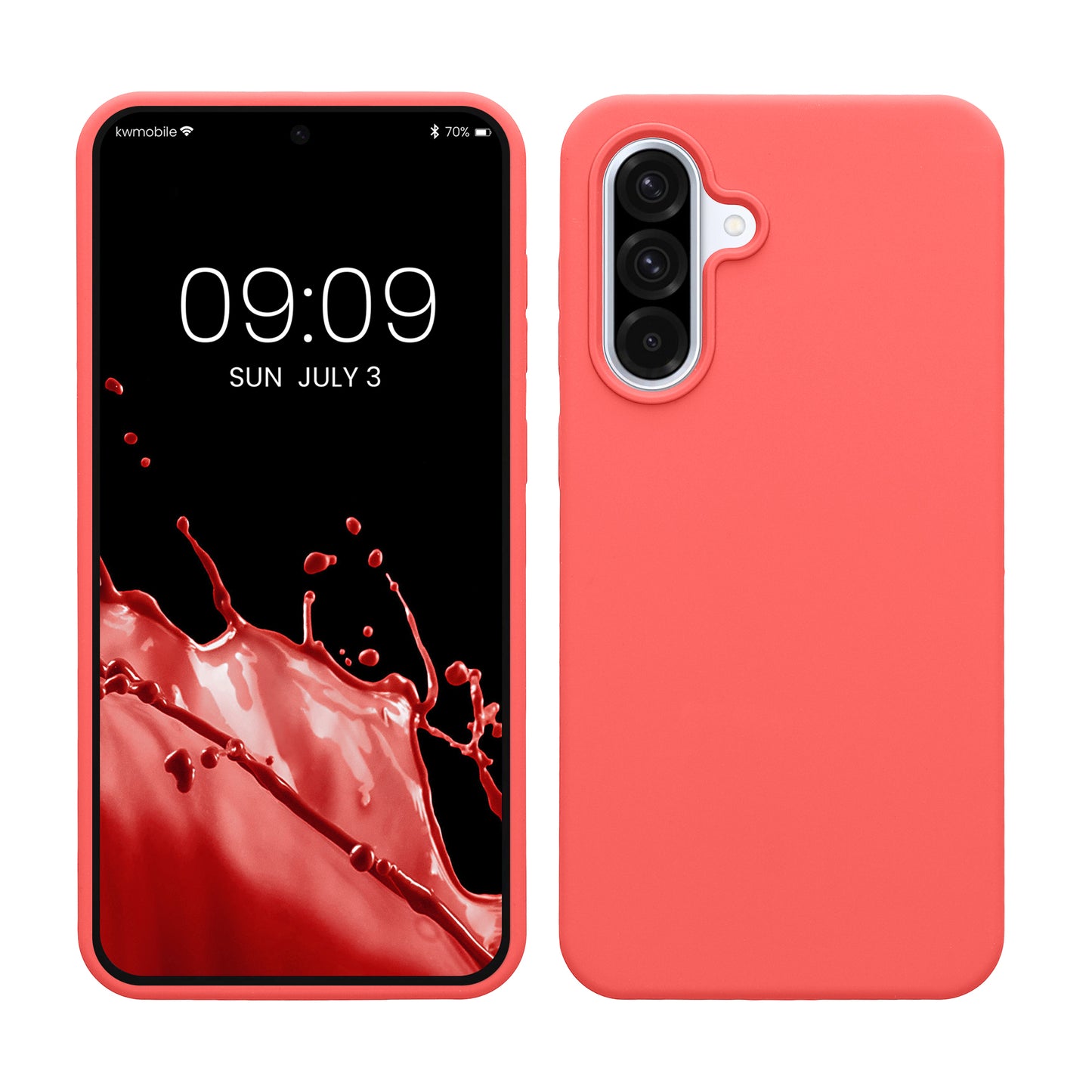 kwmobile Hülle kompatibel mit Samsung Galaxy A36 5G Hülle - Silikon Handy Case - Handyhülle weiche Oberfläche - kabelloses Laden - Neon Koralle Neon Koralle  
