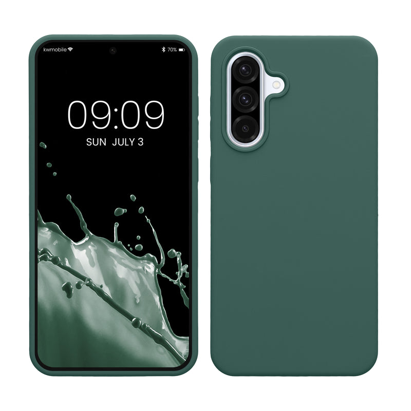kwmobile Hülle kompatibel mit Samsung Galaxy A36 5G Hülle - Silikon Handy Case - Handyhülle weiche Oberfläche - kabelloses Laden - Tannengrün Tannengrün  