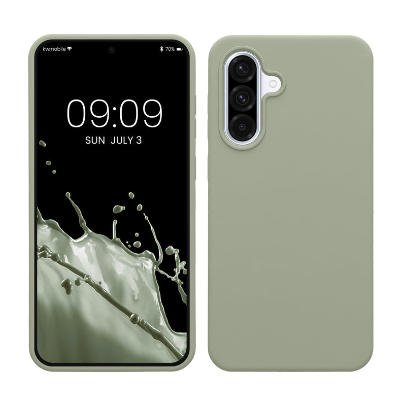 kwmobile Hülle kompatibel mit Samsung Galaxy A36 5G Hülle - Silikon Handy Case - Handyhülle weiche Oberfläche - kabelloses Laden - Graugrün Graugrün  