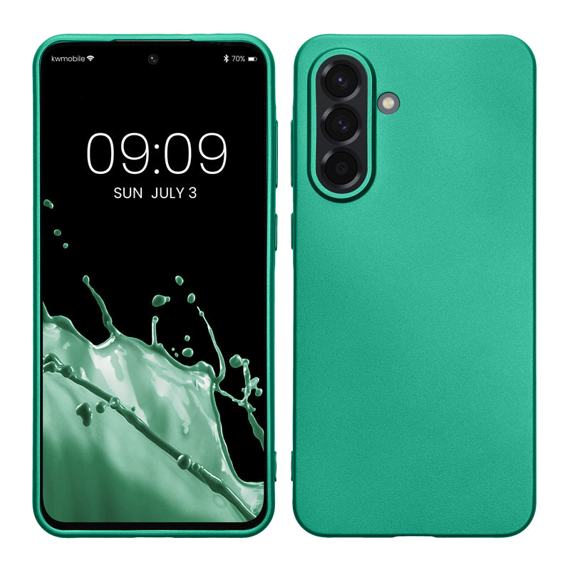 kwmobile Case kompatibel mit Samsung Galaxy A36 5G Hülle - Schutzhülle aus Silikon metallisch schimmernd - Handyhülle Metallic Dunkelgrün Metallic Dunkelgrün  