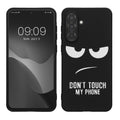 kwmobile Hülle kompatibel mit Samsung Galaxy A36 5G - Handyhülle Silikon Case - Don't touch my Phone Weiß Schwarz Weiß  [dsg01]