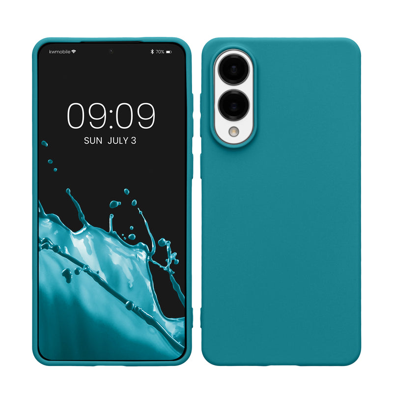 kwmobile Hülle kompatibel mit Samsung Galaxy S25 Edge Hülle - weiches TPU Silikon Case - Cover geeignet für kabelloses Laden - Petrol matt Petrol matt  