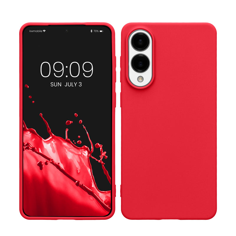 kwmobile Hülle kompatibel mit Samsung Galaxy S25 Edge Hülle - weiches TPU Silikon Case - Cover geeignet für kabelloses Laden - Neon Pink Neon Pink  
