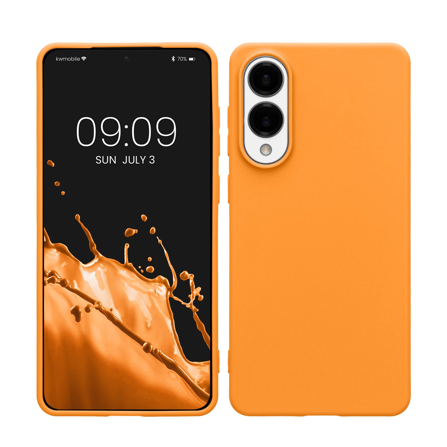 kwmobile Hülle kompatibel mit Samsung Galaxy S25 Edge Hülle - weiches TPU Silikon Case - Cover geeignet für kabelloses Laden - Fruity Orange Fruity Orange  