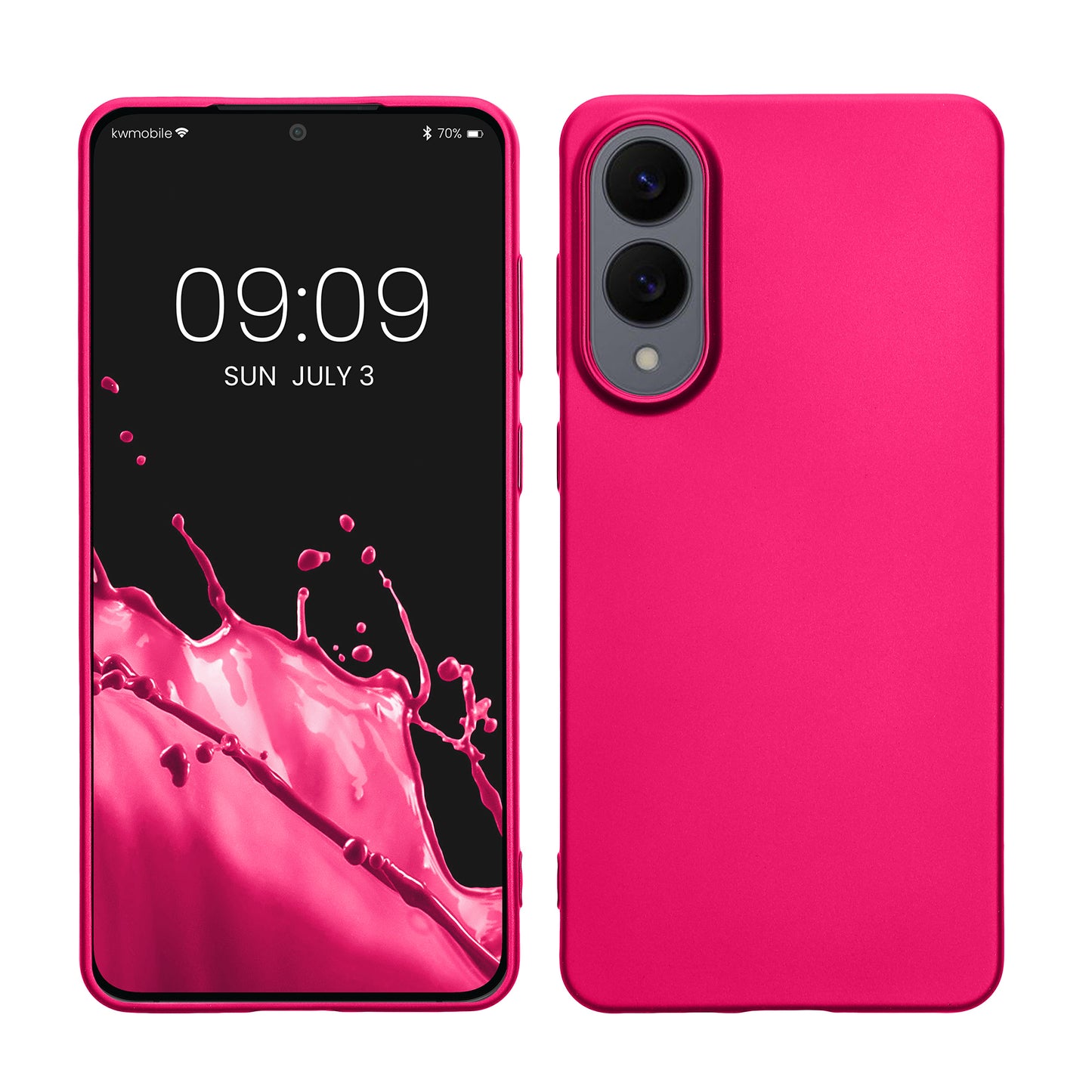 kwmobile Case kompatibel mit Samsung Galaxy S25 Edge Hülle - Schutzhülle aus Silikon metallisch schimmernd - Handyhülle Metallic Pink Metallic Pink  