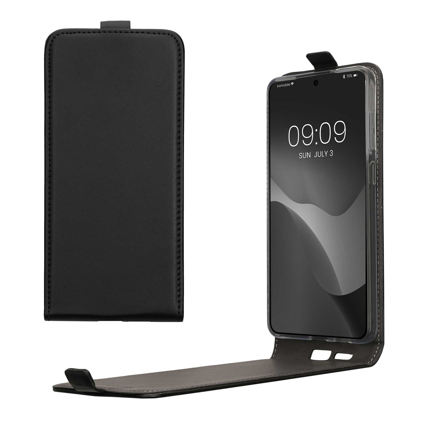 kwmobile Schutzhülle kompatibel mit Samsung Galaxy S25 Edge - Hülle Handy - Flip Case Handyhülle Schwarz Schwarz  