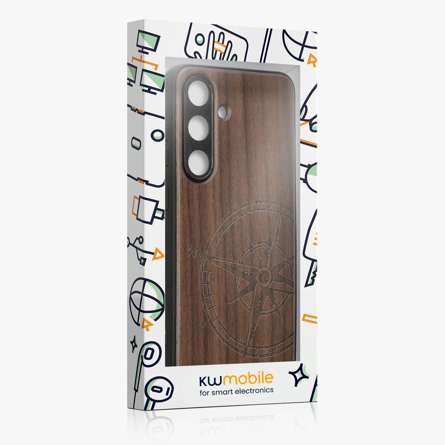 kwmobile Hülle kompatibel mit Samsung Galaxy S25 Hülle - Handy Cover - TPU Handyhülle Kompass Vintage