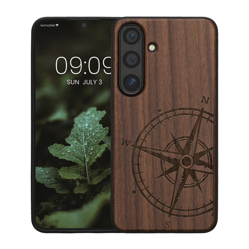 kwmobile Hülle kompatibel mit Samsung Galaxy S25 Hülle - Handy Cover - TPU Handyhülle Kompass Vintage
