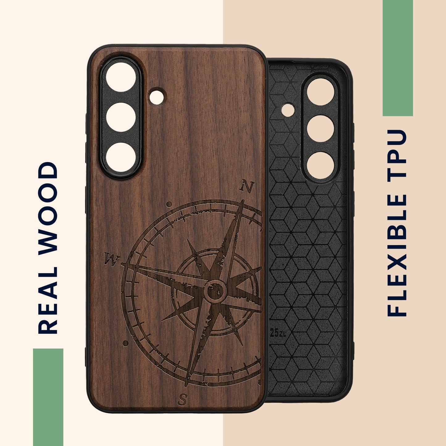 kwmobile Hülle kompatibel mit Samsung Galaxy S25 Hülle - Handy Cover - TPU Handyhülle Kompass Vintage