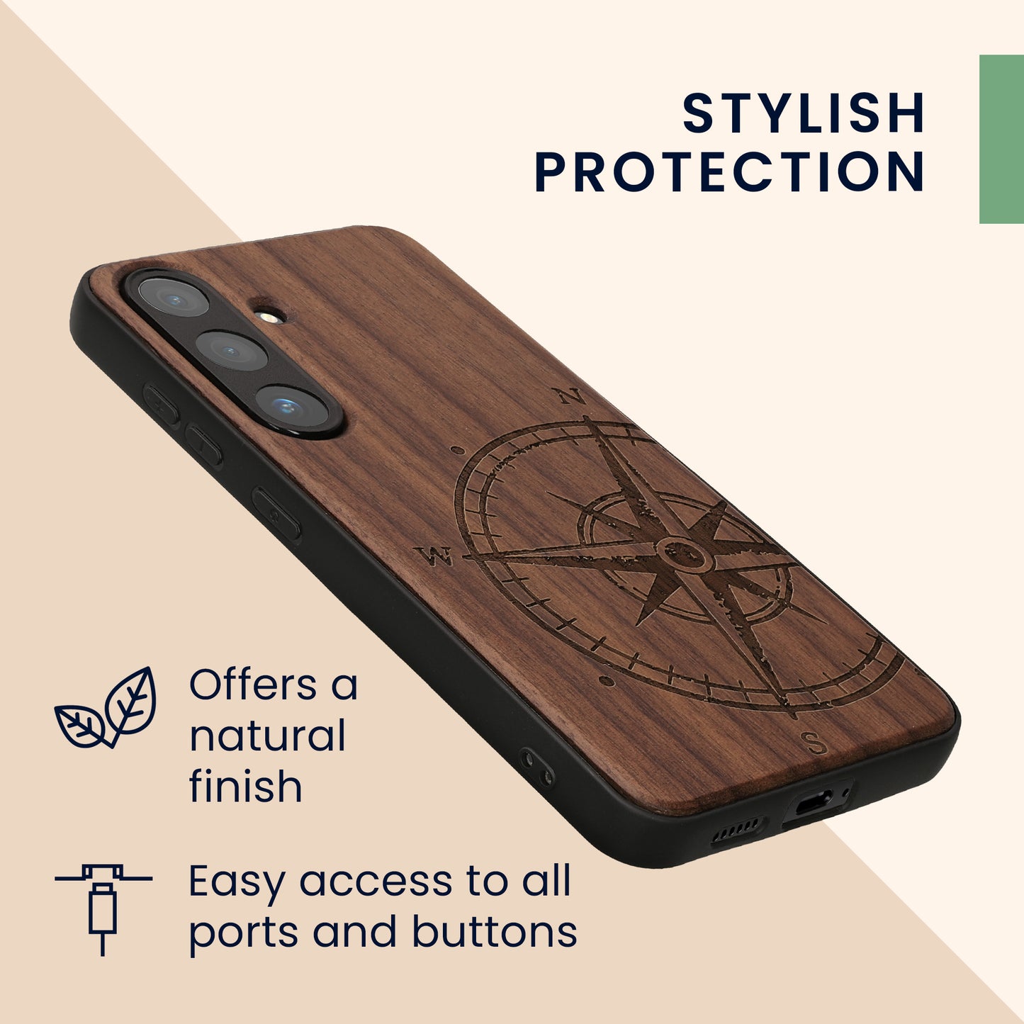 kwmobile Hülle kompatibel mit Samsung Galaxy S25 Hülle - Handy Cover - TPU Handyhülle Kompass Vintage